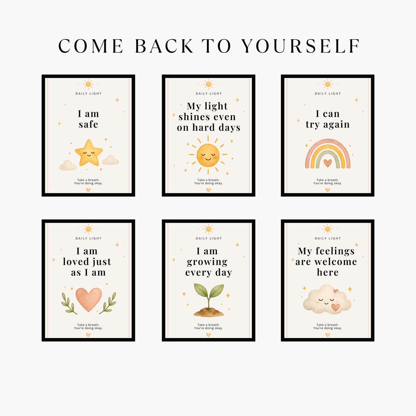 Minimal affirmation card design with soft calming message for daily reassurance and self care