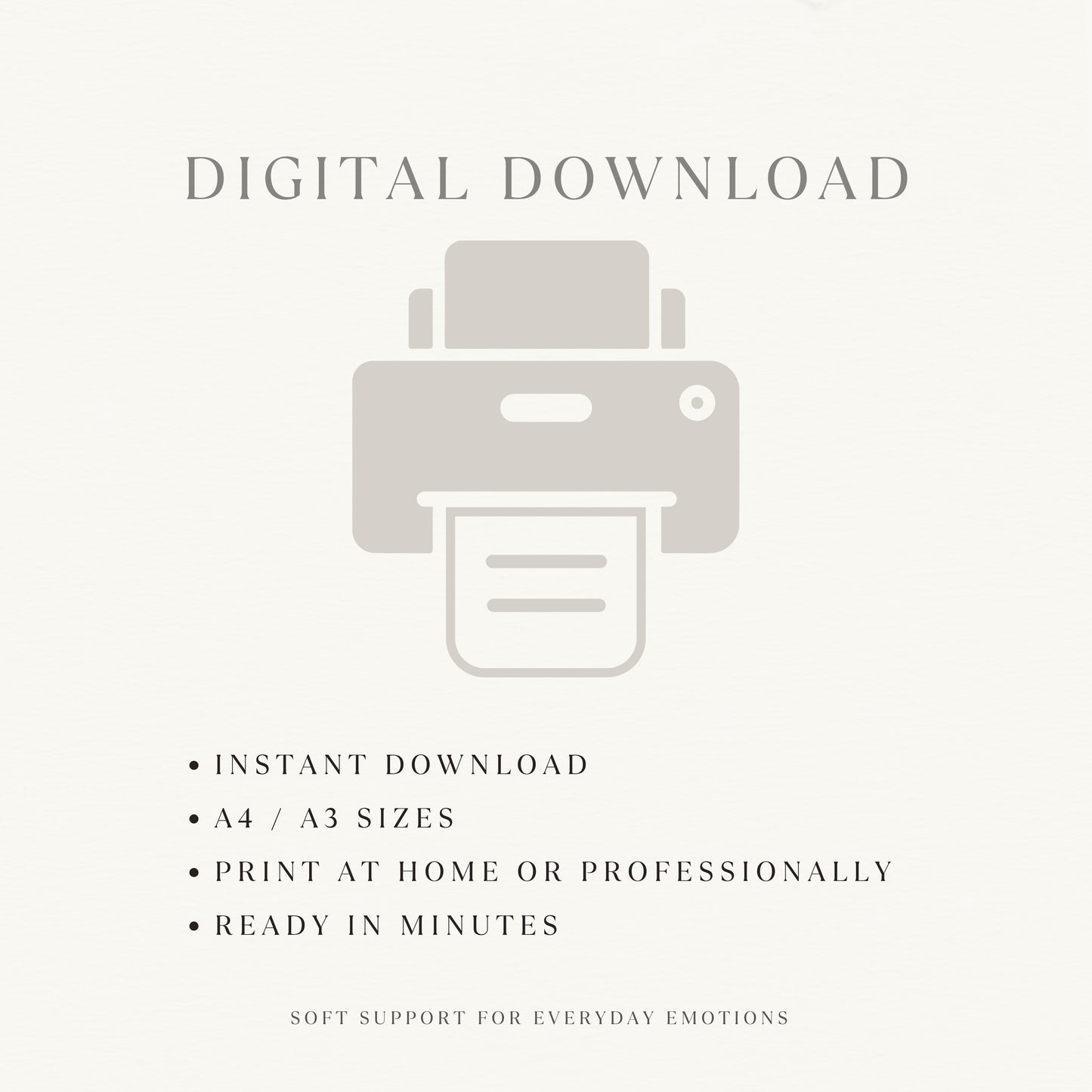 Printable affirmation cards digital download with A4 and A3 sizes for home or professional printing