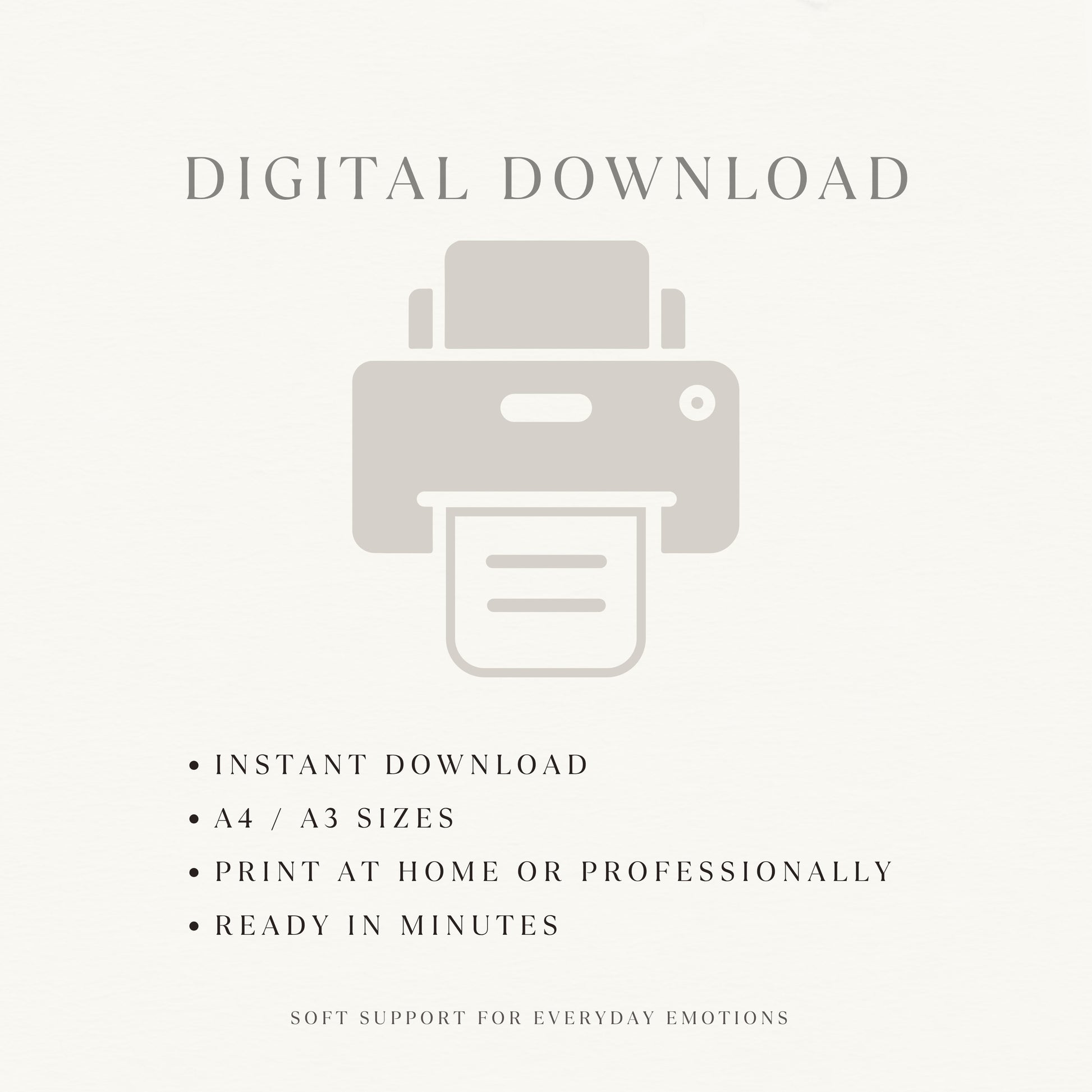 Printable affirmation cards digital download with A4 and A3 sizes for home or professional printing