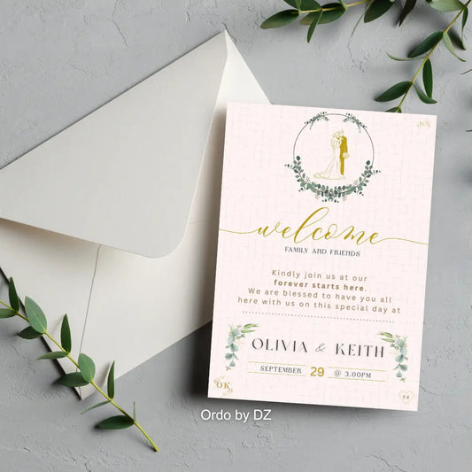 Luxury Floral Elegance Wedding Invitation, Front 
