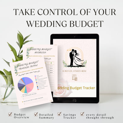 Wedding Budget Overview printable page showing expense planning and budget summary