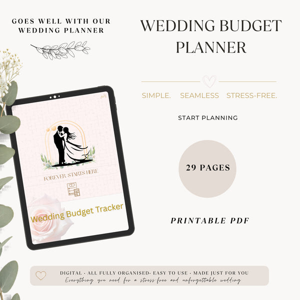 Wedding Budget Planner printable PDF cover by Ordo by DZ
