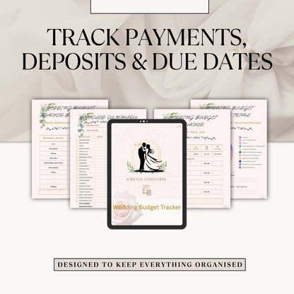Wedding payment tracker printable for deposits, payments and due dates