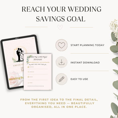 Wedding savings tracker printable page to help save for your wedding budget
